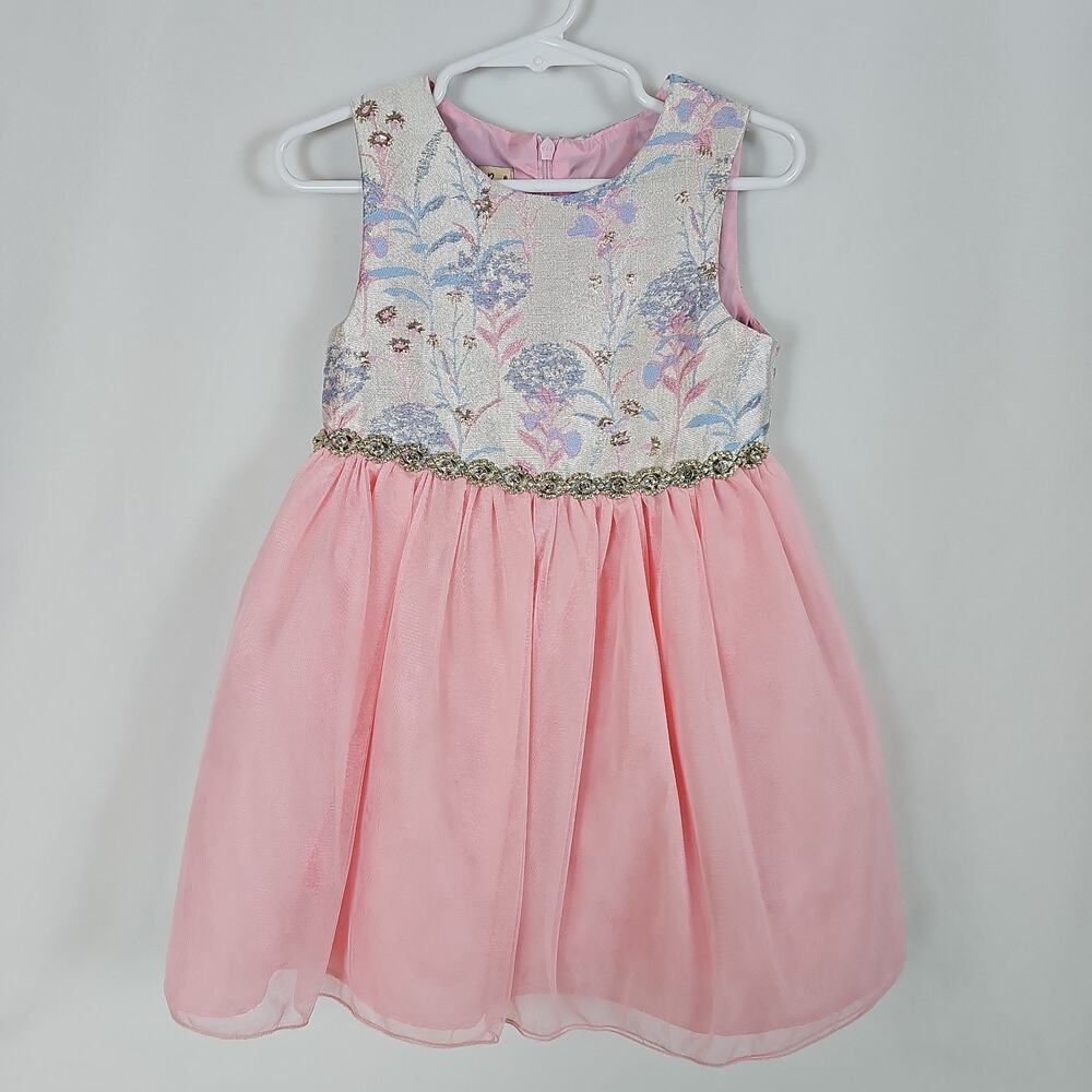 Purple Rose Toddler Girls Pink Floral 4T Dress Special Occasion, Princess Theme